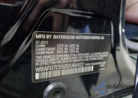 2013 BMW 535 Xi z USA, uszkodzony, nr VIN WBAFU7C55DDU66422